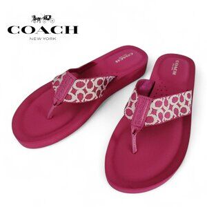 COACH Signature C Flip Flops Pink Monogram Thong Sandals size 7.5
